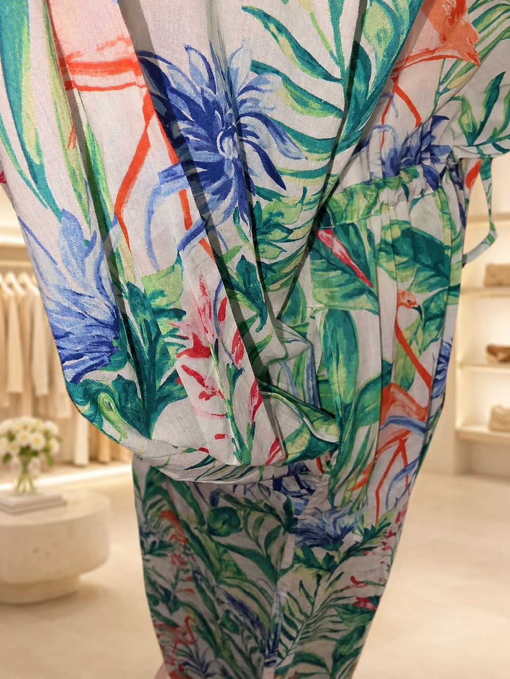 J. McLaughlin Green Multi Tropical Print Long Sleeve Maxi Dress - Picture 9 of 11